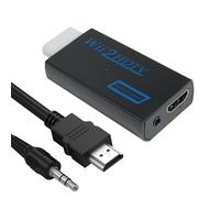 Wii HDMI Adapter mit 1m HDMI Kabel & 1m 3,5mm Audiokabel, 1080P Wii Adapter HDMI, unterstützt alle Anzeigemodi, Geeignet für Wii Konsole, HDTV, Monitor & Projektor, Plug & Play, Kompakt (Schwarz)