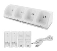 Wii Remote Controller Charger, 4-in-1 Charging Dock Station with 4pcs 2800mAh Rechargeable Batteries, Compatible with Wii/Wii U Controllers - Black