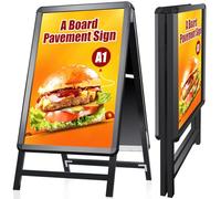 WIIGO A Board Pavement Sign Frame - A1 tablero del pavimento de doble cara con aluminio Snap Frame Sign Stand para al aire libre Heavy Duty Cartel Menú Stand Publicidad Display Stand, Nero