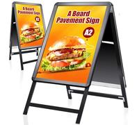 WIIGO A Board Pavement Sign Frame - A2 tablero del pavimento de doble cara con aluminio Snap Frame Sign Stand para al aire libre Heavy Duty Cartel Menú Stand Publicidad Display Stand, Nero