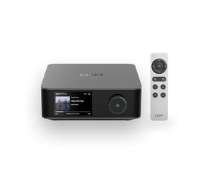WiiM Amp Ultra con Voice Remote 2 | Amplificador Streaming 100W con DAC ESS ES9039Q2M y Doble Amplificador TI TPA3255 | RoomFit EQ Integrado y Pantalla Táctil | Entradas HDMI ARC, Óptica y RCA | Gris