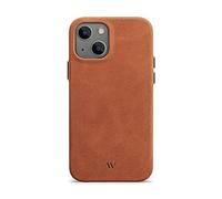WIIUKA Funda para iPhone 13 mini, piel alemana, extrafina, funda de piel premium, funda para teléfono móvil, funda Qi, marrón vintage