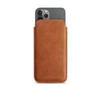 WIIUKA Funda para iPhone 14 Pro Max / 14 Plus, funda de piel extrafina, piel premium, diseño vintage, color marrón