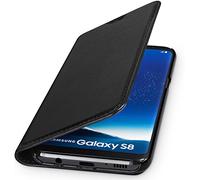 wiiuka Funda “Travel” de Piel auténtica para Samsung Galaxy S8 Carcasa Diseño Cartera en Negro con Ranura para Tarjetas