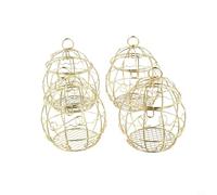 WIIYENA 4 comederos de metal para pájaros para bolas gordas, comedero colgante de bolas de sebo con acabado dorado, fácil de rellenar y oxidar para jardín, balcón, decoración al aire libre