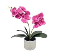 WIIYENA Flor artificial decorativa de orquídea rosa en jarrón, planta falsa realista de Phalaenopsis para exhibición de dormitorio y oficina (morado)