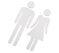 WIIYENA Letrero acrílico autoadhesivo para puerta de baño para hombres y mujeres, 12 x 4 cm, con cinta adhesiva, negro/dorado/plateado