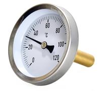 WIIYENA Termómetro bimetálico Esfera de acero inoxidable 0-120 ° C 63 mm con funda de inmersión de latón de 1/2 pulgada para medición de temperatura del agua Calderas de calefacción central