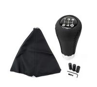 WIJHJET Pomo Cambio Marchas Universal Para Coche + Funda Palanca Manual 5/6 Velocidades Costuras Línea Roja Y Negra Cuero Sintético Perilla Cambio Marchas(5 speed Black-Line)