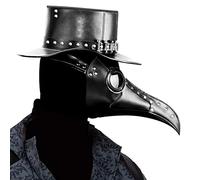 Wikay Máscara de Médico de la Peste, Máscara de pájaros de cuero Steampunk con pico largo nariz Máscara de disfraces de Halloween para cosplay de disfraces de fiesta de festival