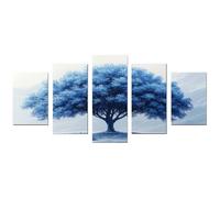 WIKEO 5 Piezas Árbol de la vida cuadros bohemios modernos del Árbol de la Vida de Invierno Comedor, Pasillo, Dormitorio, Cuadro Decorativo Abstracto Cuadro SalóN（Azul-60x125cm Sin marco
