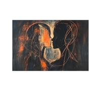 WIKEO Abstractos cuadros pósteres Mural abstracto de graffiti Cocina Y Baño imágenes estéticas, decoración de pared bohemia para salón o dormitorio（Naranja-50x70cm Sin marco