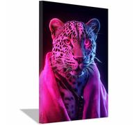 WIKEO Africa Animales Cuadro En Lienzo Impresión Carteles modernos de leopardo Cuadros Decorativos -Salon Modernos Dormitorios Decoracion Para Pared（Rosa 6-50x70cm Enmarcado
