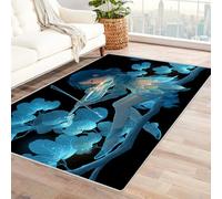 WIKEO Alfombra de Salón Dormitorio Habitación Infantil Música de Chica del Bosque Nocturno Color Natural Alfombras de Cocina, Comedor, Dormitorio, Pasillos, Lavable（azul-90x120cm