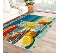 WIKEO Alfombra Salon de Pelo Corto Beach Leisure Alfombra de Frutas Alfombras de Habitacion diseño Extrasuave - Moderna Dormitorio, Cocina, Tapete Sala, Pasillo（Amarillo-38-240x300cm