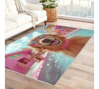 WIKEO Alfombra Salon de Pelo Corto Lindo patrón de Animales de Verano Alfombras de Habitacion diseño Extrasuave - Moderna Dormitorio, Cocina, Tapete Sala, Pasillo（Marrón 53-240x300cm