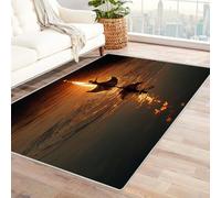 WIKEO Alfombra Vintage Bohemio Estilo Patrón de Baile Beach Girl Antideslizantes Alfombras Decorativas,Fácil de Limpiar, para Habitación, Cocina, Salón(Naranja - 50-90x120cm