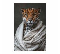 WIKEO Animal Cuadro Moderno Lienzo Divertidas obras de arte de leopardo en sofá Lienzos Decorativos para Dormitorios -Abstracto Animales salon baño Pasillo cuadros（Rojo 7-30x40cm Sin marco