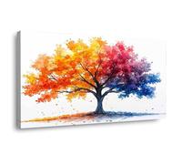 WIKEO Arbol Abstracto Lienzo Nórdico Cuadros Árbol colorido y hermoso Pintura Cartel HD Impresión de Imagen Salon baño Comedor dormitorio Decoración de pared（Naranja-20x40cm Enmarcado