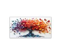 WIKEO Arbol Abstracto Lienzo Nórdico Cuadros Árbol colorido y hermoso Pintura Cartel HD Impresión de Imagen Salon baño Comedor dormitorio Decoración de pared（Rojo-80x160cm Sin marco