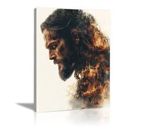 WIKEO Arte de pared Lienzo Pintura de Jesús Imagen Arte abstracto de Cristo Moderna Habitación Familiar Póster - Cristiana Cuadros Decoracion Salon（naranja-70x100cm Enmarcado