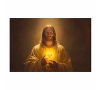 WIKEO Arte de pared Lienzo Pintura de Jesús Imagen Arte del póster de Jesus Love Moderna Habitación Familiar Póster - Cristiana Cuadros Decoracion Salon（rojo-80x120cm Sin marco