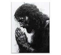WIKEO Arte de pared Lienzo Pintura de Jesús Imagen Foto de Jesús y el León Salon Hogar Religión Pared Pintura Decoracion Jesús Dios Imagen Poster（Dorado-30x40cm Sin marco