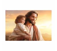 WIKEO Arte de pared Lienzo Pintura de Jesús Imagen Foto de niño mono de Jesús Salon Hogar Religión Pared Pintura Decoracion Jesús Dios Imagen Poster（Beige 3-80x120cm Sin marco