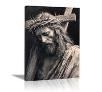 WIKEO Arte de pared Lienzo Pintura de Jesús Imagen Graffiti Jesús Blanco Negro Salon Hogar Religión Pared Pintura Decoracion Jesús Dios Imagen Poster（Negro 5-70x100cm Enmarcado