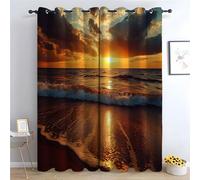 WIKEO Cortinas con Patrón Floral Botánico Patrón de Conchas abstractas Dormitorio, Cortinas con Ojales para Sala de Estar, guardería, Aislamiento térmico, 2 paneles-160Al x 100An cm (2 Paneles)