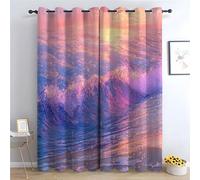 WIKEO Cortinas Opacas para Dormitorio Hermoso patrón de océano Oscurecimiento De La Habitación - Impresión Digital Floral, 85% Bloqueo De La Luz Spring-220Al x 132An cm (2 Paneles)