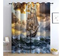 WIKEO Cortinas Opacas para Dormitorio Patrón Golden Sunset Oscurecimiento De La Habitación - Impresión Digital Floral, 85% Bloqueo De La Luz Spring-215Al x 100An cm (2 Paneles)