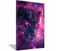 WIKEO Cuadro en Lienzo Grafitis Cartel divertido de leopardo en sofá Imágenes de Animal están Impresión en Lienzo, Cuadros Modernos para Sala de estar Baño Corredor（Verde 5-40x60cm Enmarcado