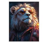 WIKEO Cuadro en Lienzo Grafitis Moda Casual león Imágenes de Animal están Impresión en Lienzo, Cuadros Modernos para Sala de estar Baño Corredor（Blanco-60x90cm Sin marco