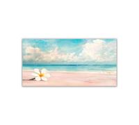 WIKEO Cuadros Decoracion Salon Modernos Hermoso paisaje de playa Dormitorios Cuadro Lienzos Decoración Modernos Cabecero Cama Vista - Playa- Naturaleza（Rosa 2-70x140cm Sin marco
