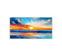 WIKEO Cuadros Decoracion Salon Modernos Océano de Graffiti Colorido Grandes Laminas Decorativas Pared Dormitorios Paisaje Marino Wall Art Comedor Pasillo Baño（Naranja 7-60x120cm Sin marco