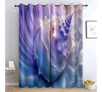 WIKEO Floral Juego de 2 Paños Cortinas Patrón de Conchas de Playa Moderno de Mediados de Siglo Floreado, Tratamiento de Ventana para Habitación y Dormitorio-160Al x 100An cm (2 Paneles)