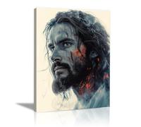 WIKEO Jesús Imagen Cuadros Arte abstracto de Cristo decoración religiosa para el hogar y pintura moderna de Jesucristo, de sala de estar, oficina en casa（gris-80x120cm Enmarcado