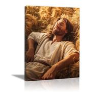 WIKEO Jesús Imagen Cuadros Arte de Jesús moderno decoración religiosa para el hogar y pintura moderna de Jesucristo, de sala de estar, oficina en casa（Beige 5-40x60cm Enmarcado