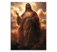 WIKEO Jesús Imagen Cuadros Arte del póster de Jesus Love Imagen sobre Lienzo Arte de Pared Cuadro Decoración,Cartel nórdico e Impresiones Murales Salón（rojo-40x60cm Sin marco