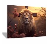 WIKEO Jesús Imagen Cuadros Foto de Jesús y el León decoración religiosa para el hogar y pintura moderna de Jesucristo, de sala de estar, oficina en casa（Pink 9-70x100cm Enmarcado