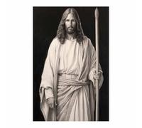 WIKEO Jesús Imagen Cuadros Graffiti Jesús Blanco Negro decoración religiosa para el hogar y pintura moderna de Jesucristo, de sala de estar, oficina en casa（Negro-30x40cm Sin marco