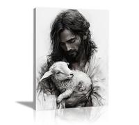 WIKEO Jesús Imagen Cuadros Graffiti Jesús Blanco Negro decoración religiosa para el hogar y pintura moderna de Jesucristo, de sala de estar, oficina en casa（negro-60x90cm Enmarcado