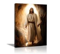 WIKEO Jesús Imagen Cuadros Mural de pintura de Jesucristo Imagen sobre Lienzo Arte de Pared Cuadro Decoración,Cartel nórdico e Impresiones Murales Salón（Brown 8-70x100cm Enmarcado