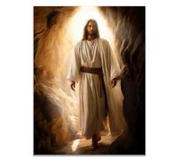 WIKEO Jesús Imagen Cuadros Mural de pintura de Jesucristo Imagen sobre Lienzo Arte de Pared Cuadro Decoración,Cartel nórdico e Impresiones Murales Salón（Brown 8-30x40cm Sin marco