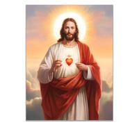 WIKEO Jesús Imagen Cuadros Pintura de Jesucristo decoración religiosa para el hogar y pintura moderna de Jesucristo, de sala de estar, oficina en casa（Oro 10-50x70cm Sin marco