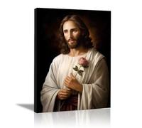 WIKEO Jesús Imagen Cuadros Retrato de Jesús Imagen sobre Lienzo Arte de Pared Cuadro Decoración,Cartel nórdico e Impresiones Murales Salón（Brown 7-30x40cm Enmarcado
