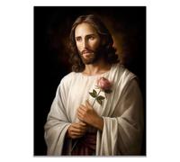 WIKEO Jesús Imagen Cuadros Retrato de Jesús Imagen sobre Lienzo Arte de Pared Cuadro Decoración,Cartel nórdico e Impresiones Murales Salón（Brown 7-50x70cm Sin marco