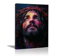 WIKEO Jesus Lienzo Póster Arte Imagen Arte de Cristo Graffiti Salon Hogar Religión Pared Pintura Decoracion Jesús Dios Imagen Poster（Rojo-50x70cm Enmarcado