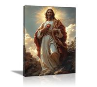 WIKEO Jesus Lienzo Póster Arte Imagen Arte del póster de Jesus Love Salon Hogar Religión Pared Pintura Decoracion Jesús Dios Imagen Poster（Dorado-80x120cm Enmarcado